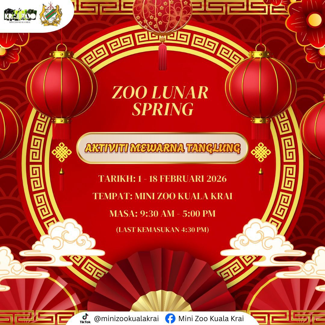 Mini Zoo Kuala Krai dengan sukacitanya menjemput orang ramai untuk menyertai 𝗔𝗸𝘁𝗶𝘃𝗶𝘁𝗶 𝗠𝗲𝘄𝗮𝗿𝗻𝗮 𝗧𝗮𝗻𝗴𝗹𝘂𝗻𝗴 𝘀𝗲𝗺𝗽𝗲𝗻𝗮 𝘀𝗮𝗺𝗯𝘂𝘁𝗮𝗻 𝗧𝗮𝗵𝘂𝗻 𝗕𝗮𝗵𝗮𝗿𝘂 𝗖𝗶𝗻𝗮 🎏.